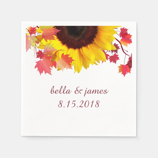 Sonnenblumenpapier Napkins Hochzeit im Herbst Serviette (Vorderseite)