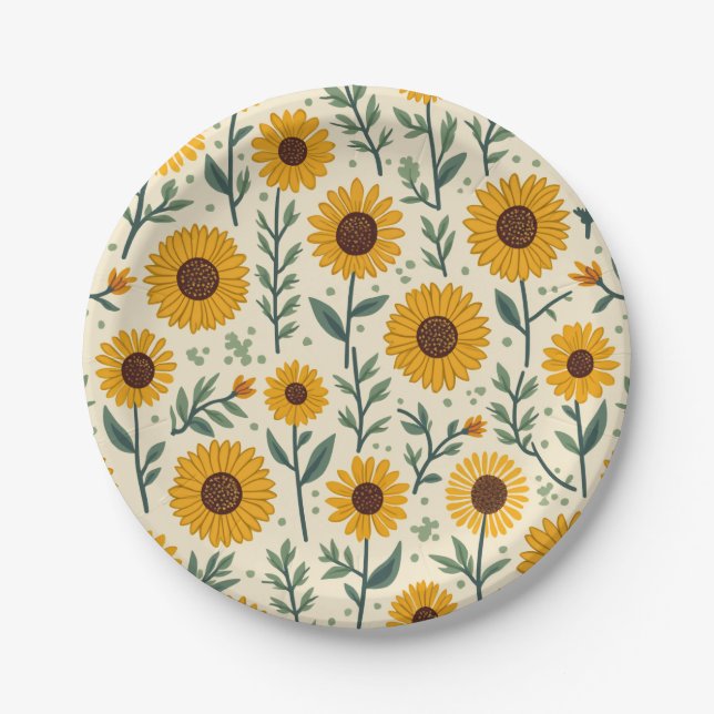 Sonnenblumenpapier und Party-Teller Pappteller (Vorderseite)
