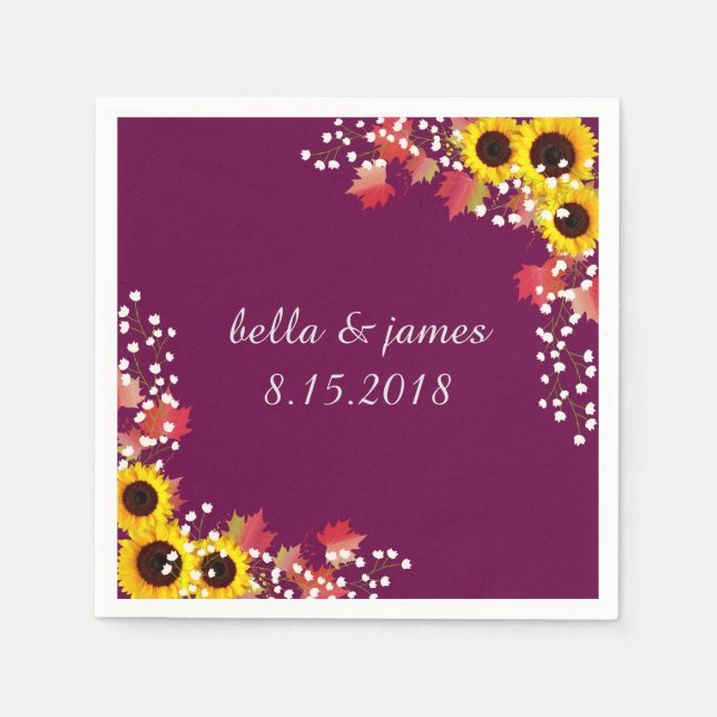 Sonnenblumenplatte Fall Custom Paper Napkins Serviette (Vorderseite)