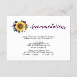 Sonnenblumenplatte Lila Rose Hochzeitsunterkünfte Begleitkarte