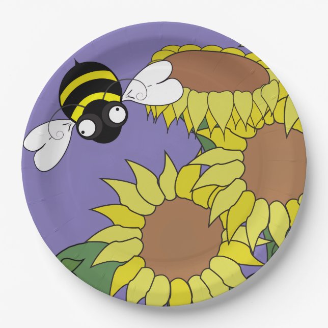 Sonnenblumenplatte Party Pappteller (Vorderseite)