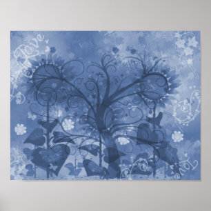 Sonnenblumenposter in Blau Poster