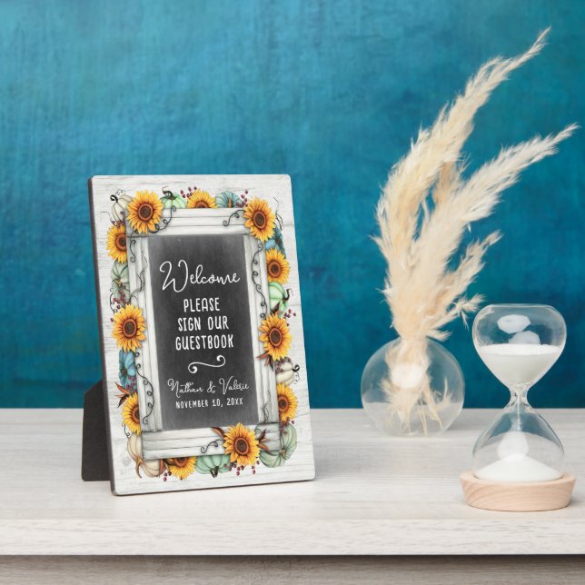 Sonnenblumenpumpenfallen-Farm Hochzeitshaus Gästeb Fotoplatte (Seite)