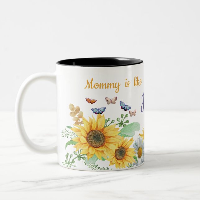 Sonnenblumenquelle Zweifarbige Tasse (Links)