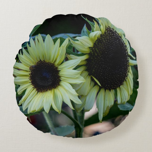 Sonnenblumenrundkissen Rundes Kissen (Vorderseite)