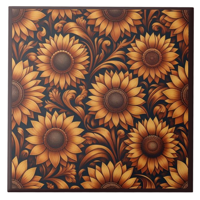 Sonnenblumensaison Fliese (Vorderseite)