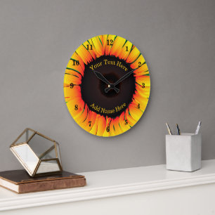 Sonnenblumensäulenuhr mit benutzerdefiniertem Text Große Wanduhr