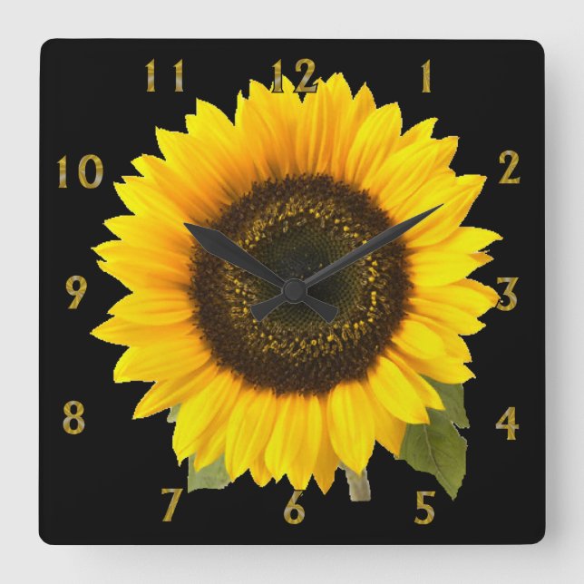Sonnenblumensäulenuhr Quadratische Wanduhr (Vorderseite)
