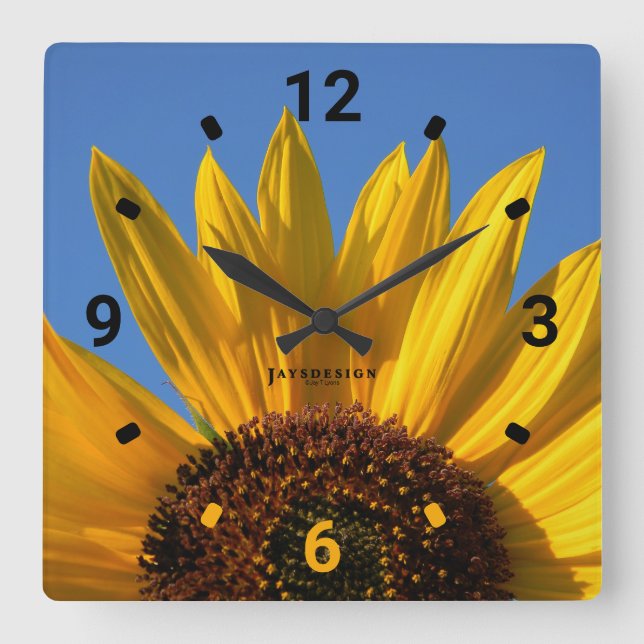 Sonnenblumensäulenuhr Quadratische Wanduhr (Vorderseite)