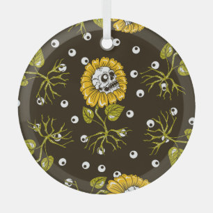 Sonnenblumenschädel: Einzigartiges, nahtloses Must Ornament Aus Glas