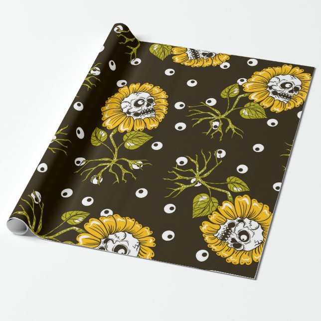 Sonnenblumenschädel nahtlos Muster Geschenkpapier (Ungerollt)