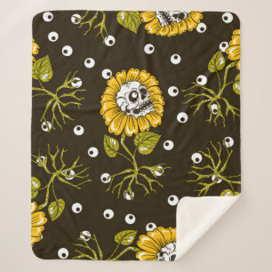Sonnenblumenschädel nahtlos Muster Sherpadecke