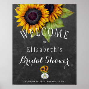 Sonnenblumenschalkpappe HerbstBrautparty Poster