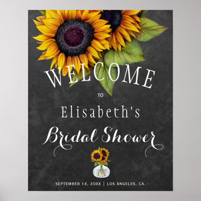 Sonnenblumenschalkpappe HerbstBrautparty Poster (Vorne)