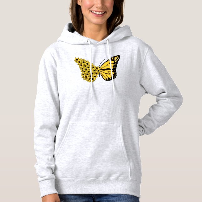 Sonnenblumenschmetterling Vintage Frauenmonarchin Hoodie (Vorderseite)