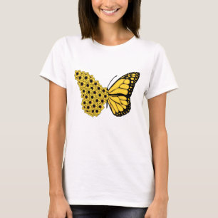 Sonnenblumenschmetterling Vintage Frauenmonarchin T-Shirt