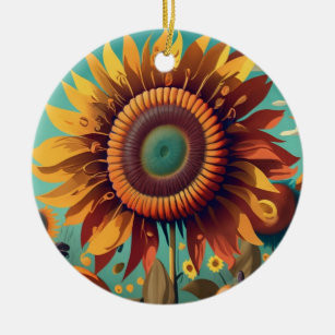 Sonnenblumenschmuck, Herbst Retro Sonnenblumenschm Keramik Ornament