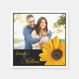 Sonnenblumenserviette mit Pärchenname und Foto Serviette