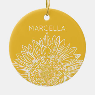 Sonnenblumenskizze Moderner Individuelle Name Keramik Ornament
