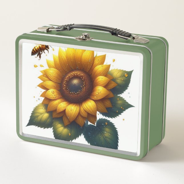 Sonnenblumensommer Metall Brotdose (Vorderseite)