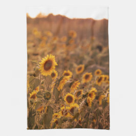 Sonnenblumensonne in ländlicher Feldfarbe Geschirrtuch