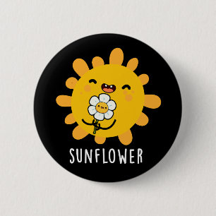 Sonnenblumensonne und Blume blühen dunkel BG Button