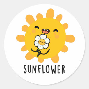 Sonnenblumensonne und Blume Pub Runder Aufkleber