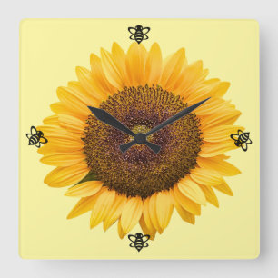 Sonnenblumensperre Quadratische Wanduhr