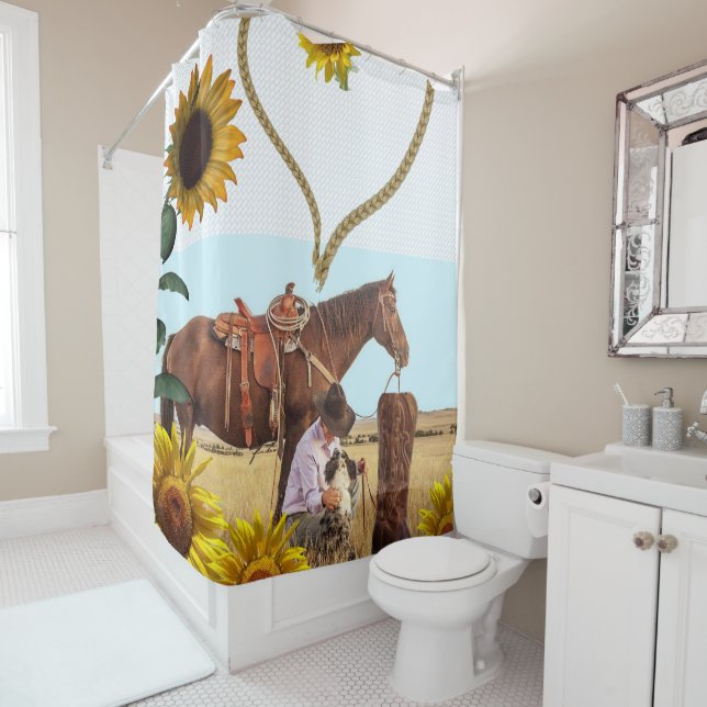 Sonnenblumenspieß Cowboy Duschvorhang (Beispiel)