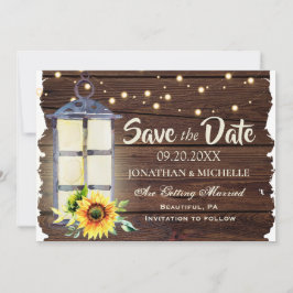 Sonnenblumenspieße Laternenleuchten Rustikales Hol Save The Date