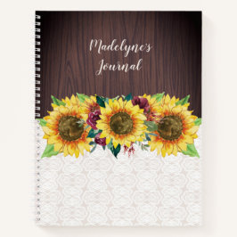 Sonnenblumenspitze Holz Personalisiert Name Journa Notizbuch