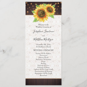 Sonnenblumenstränge beleuchten Rustikale Hochzeit Programm