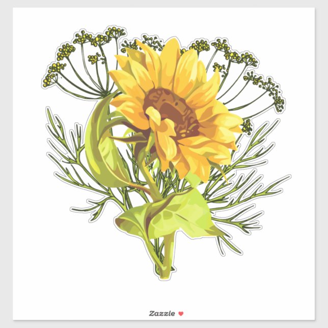 Sonnenblumenstrauch Aufkleber (Blatt)