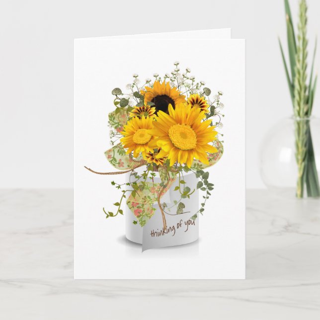 Sonnenblumenstrauch in Toilettenpapier Karte (Vorderseite)