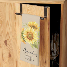 Sonnenblumenstrauß Anpassbarer Name Warmes Haferfl Geschirrtuch