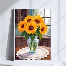 Sonnenblumenstrauß Aquarell Blumen Gelb Gemalt