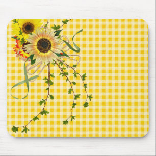 Sonnenblumenstrauß auf Gingham Mousepad