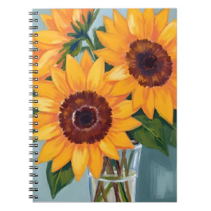 Sonnenblumenstrauß   Gelbe Florale Aquarellmalerei Notizblock
