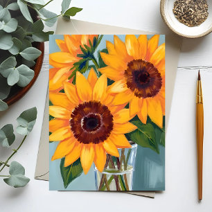 Sonnenblumenstrauß   Gelbe Florale Aquarellmalerei Postkarte