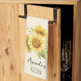 Sonnenblumenstrauß individuell anpassbarer Name Sa Geschirrtuch