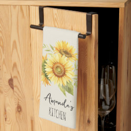 Sonnenblumenstrauß individuell anpassbarer Name So Geschirrtuch