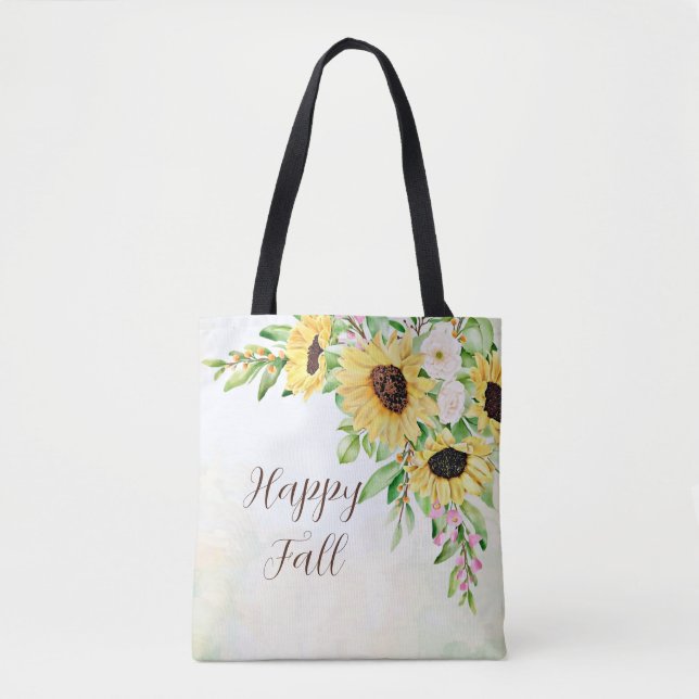 Sonnenblumenstrauß mit anpassbarem Text  Tasche (Vorderseite)