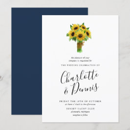 Sonnenblumenstrauß und Hochzeit der Marine Einladung