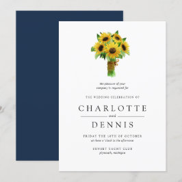 Sonnenblumenstrauß und Hochzeit der Marine Einladung