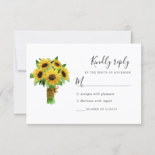Sonnenblumenstrauß und Marineschloss RSVP Karte