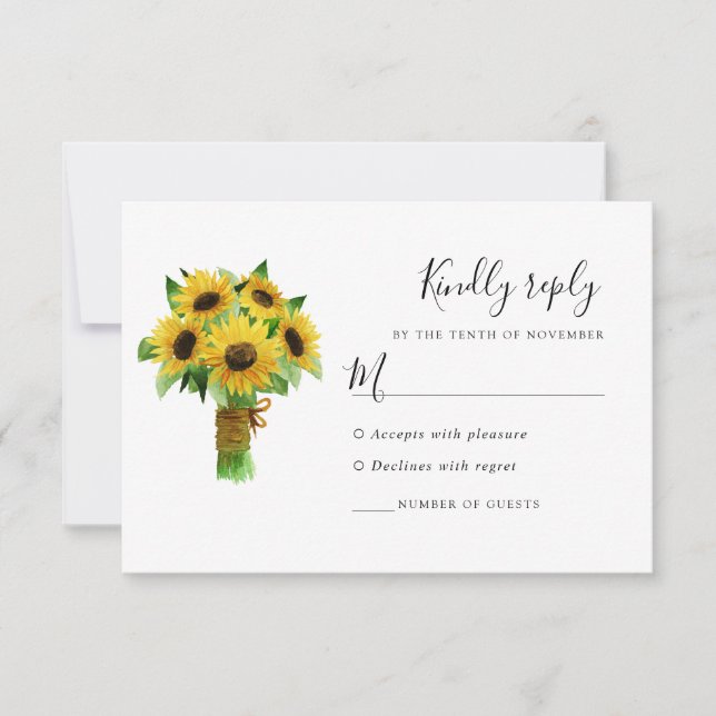 Sonnenblumenstrauß und Marineschloss RSVP Karte (Vorderseite)