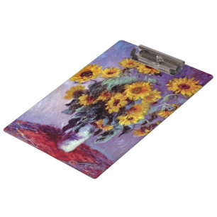 Sonnenblumenstrauß von Claude Monet, Vintage-Kunst Klemmbrett