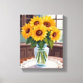 Sonnenblumenstrauß Wasserfarbe Floral Gelb Gemalt Leinwanddruck
