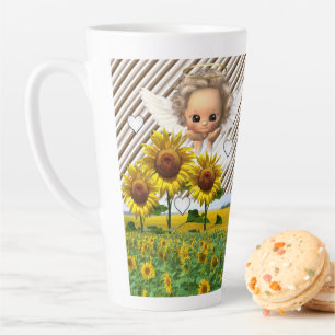 Sonnenblumenstreifen Latte Tasse Angel