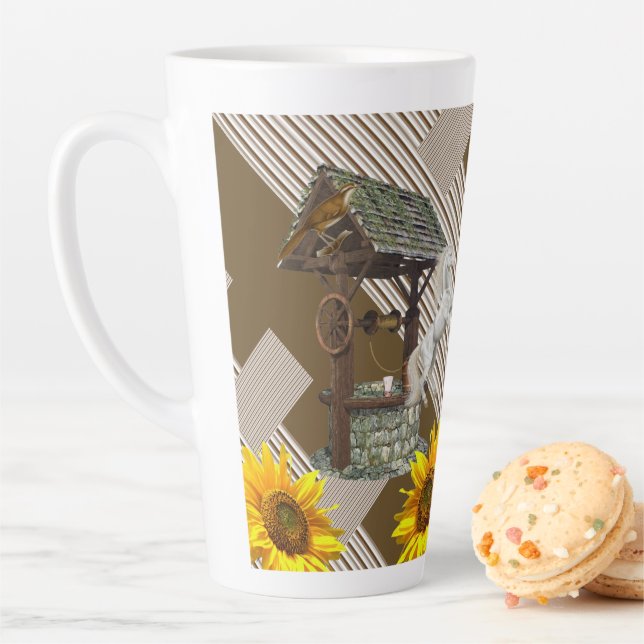 Sonnenblumenstreifen Latte Tasse Weißes Pferd (Beispiel)